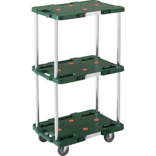 ■TRUSCO 樹脂製台車 ルートバン 3段式 370X500 緑〔品番:MPB503GN〕【4144244:0】[直送DS][店頭受取不可]