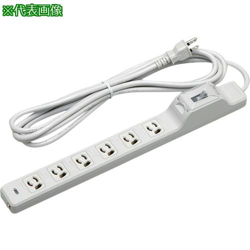 ■明工 15A漏電ブレーカ付OA用抜け止め接地タップ(6コ口)VCTF5m 接地プラグ付〔品番:MR7634TJ5〕【4148602:0】[店頭受取不可]