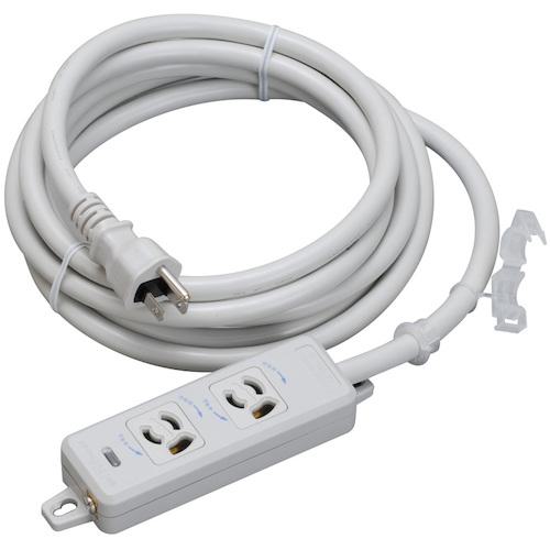 ■明工 横形OA用抜け止め接地タップ2コ口 ランプ、マグネット付 VCT3m接地プラグ付 グリップ、ブッシン..