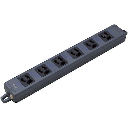 ■明工 横形OA用抜け止め接地タップ6コ口 ランプ、マグネット付 コードなし 黒〔品番:MR7906BB〕【4150216:0】[送料別途見積り][掲外取寄][店頭受取不可](2)