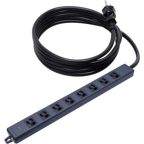 ■明工 横形OA用抜け止め接地タップ8コ口 ランプ、マグネット付 VCTF3m接地プラグ付 黒〔品番:MR7908TJ3BB〕【4151740:0】[送料別途見積り][掲外取寄][店頭受取不可]