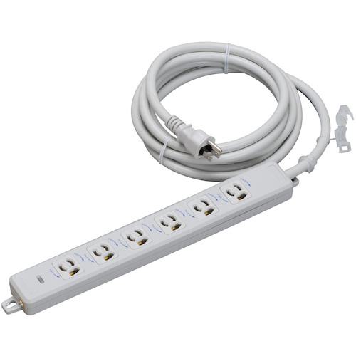 ■明工 横形OA用抜け止め接地タップ6コ口 ランプ、マグネット付 VCT3m接地プラグ付 グリップ、ブッシン..