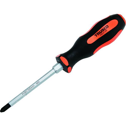 ■TRUSCO 貫通ドライバー(マグネット入り) (+NO.2X100mm)〔品番:TKD2100〕【4162889:0】[店頭受取不可]