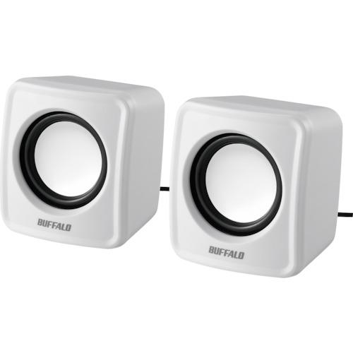 ■BUFFALO PC用スピーカー USB電源コンパクトサイズ ホワイト〔品番:BSSP100UWH〕【4186315:0】[店頭受..