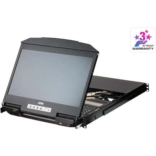 ■ATEN KVMドロワー4ポート/USBHDMI画面分割機能/18.5LCD/1,920x1,080/ロングレール〔品番:CL3884NWJJL〕【4250612:0】[送料別途見積り][掲外取寄][店頭受取不可]