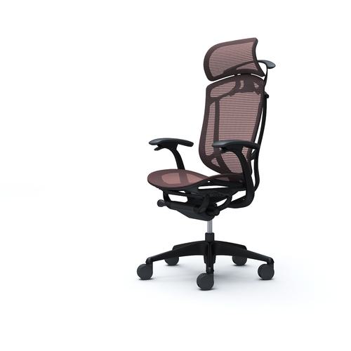 ■OKAMURA コンテッサセコンダ 固定肘 座メッシュ 大型ヘッド5本脚 ブラック ブラック ランバー無ハンガー付 張地色ダークブラウン〔品番:CC46MRFPG8〕【4253394:0】[送料別途見積り][法人・事業所限定][外直送][店頭受取不可]