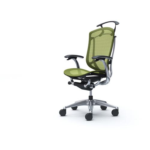 ■OKAMURA コンテッサセコンダ 固定肘 座メッシュ ハイバック5本脚 ポリッシュ ブラック ランバー無ハン..