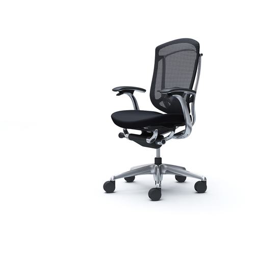 ■OKAMURA コンテッサセコンダ 固定肘 座クッション ハイバック5本脚 ポリッシュ ブラック ランバー付ハンガー無 張地色ブラック〔品番:CC43BSFPC1〕【4263139:0】[送料別途見積り][法人・事業所限定][外直送][店頭受取不可]