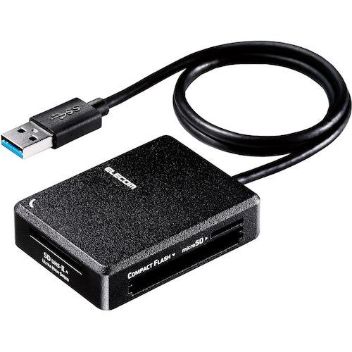 ■エレコム メモリリーダライタ 超高速タイプ USB3.0 ケーブル50cm SD+microSD+MS+CF対応〔品番:MR3C402BK〕【4264128:0】[店頭受取不可]