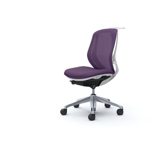 ■OKAMURA シルフィー 肘なし 背メッシュ ロー ホワイトボディ ハンガー有 ランバー無 アルミ脚〔品番:C..