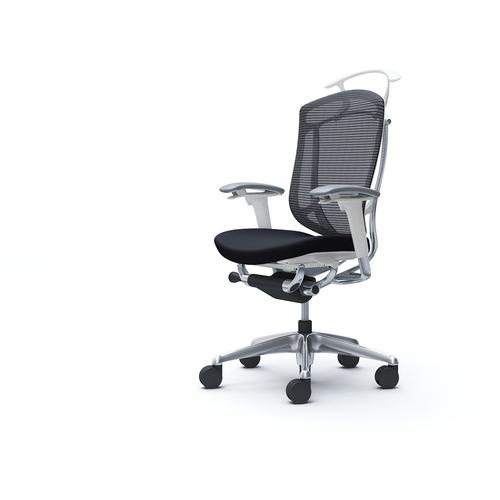 ■OKAMURA コンテッサセコンダ 可動肘 座クッション ハイバック5本脚 ポリッシュ ホワイト ランバー無ハ..