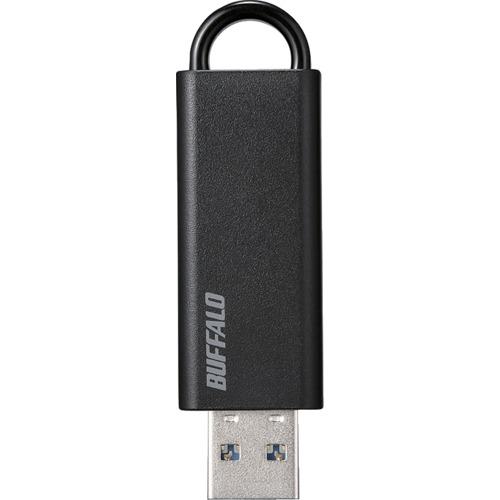 ■BUFFALO オートリターン機構搭載 ノックスライド USB3.1(Gen1)/USB3.0対応 USBメモリー 128GB ブラック〔品番:RUF3KS128GABK〕【4295166:0】[店頭受取不可]