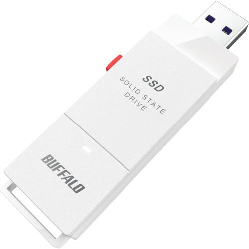 ■BUFFALO PC対応 USB3.2(Gen2) TV録画 スティック型SSD 500GB ホワイト Type-C付属〔品番:SSDSCT500U3WA〕【4298399:0】[店頭受取不可]