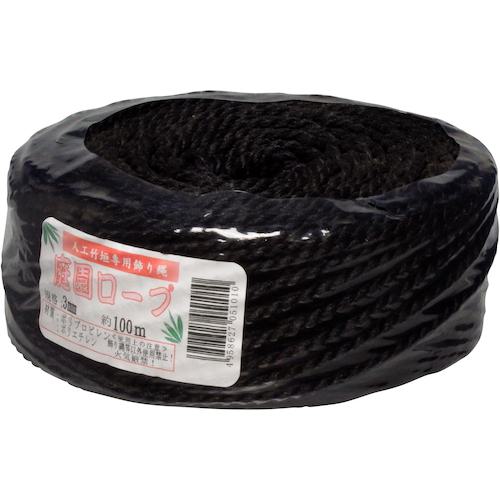 ■伝蔵 ポリ庭園ロープ3φ黒100m《20個入》〔品番:K201〕【4306730×20:0】[法人・事業所限定][外直送元][店頭受取不可]