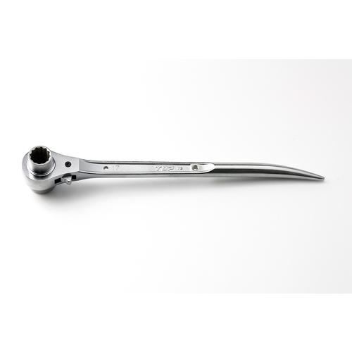 ■TOP 総磨きシルバーメッキ シノ曲がりラチェットレンチ 17X21mm〔品番:RM1721NSSV〕【4310527:0】[店頭受取不可]