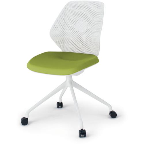 ■ITOKI キュアチェア 4本脚 樹脂メッシュバック 肘無 ナイロン双輪キャスター付 脚ホワイト 本体ホワイ..