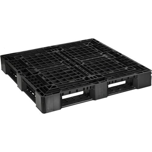 ■NPC プラスチックパレットSLB-1111-2RR 片面四方差し 黒〔品番:SLB11112RR〕【4328318:0】[法人・事業所限定][外直送元][店頭受取不可]