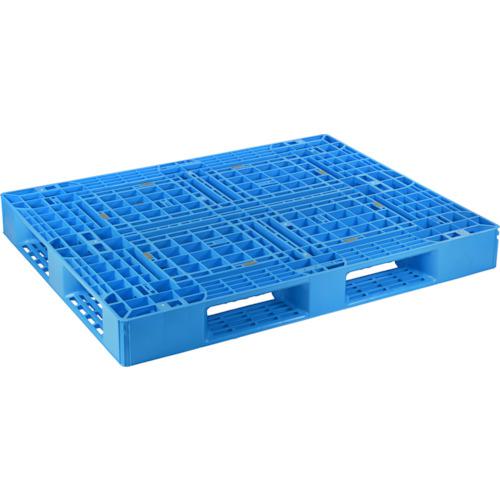 ■NPC プラスチックパレットSLA-1411 片面四方差し ブルー〔品番:SLA1411〕【4328340:0】[法人・事業所限定][外直送元][店頭受取不可]