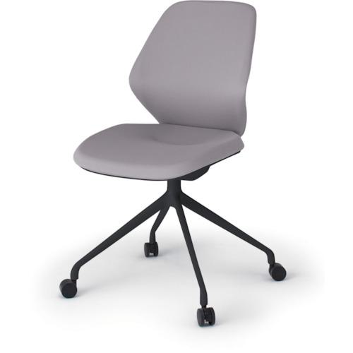 ■ITOKI キュアチェア 4本脚 クロスバック 肘無 ウレタン双輪キャスター付 脚ブラック 本体ブラック 布地ライトグレー〔品番:KG940PVMTTW6〕【4364502:0】[送料別途見積り][法人・事業所限定][外直送][店頭受取不可]