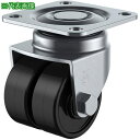 ■ユーエイ プレート式 自在 双輪低床キャスター 黒ナイロン 車輪径38mm Hタイプ HG-W型 取付寸法52×52〔品番:HG38BNW〕【4372387:...