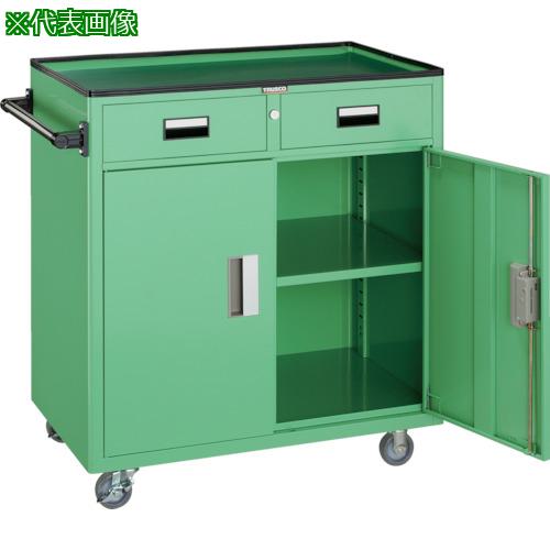 ■TRUSCO ツールワゴン 800X500XH880 引出・扉付 ヤンググリーン〔品番:NTS504NYG〕【4408438:0】[直送DS][店頭受取不可]