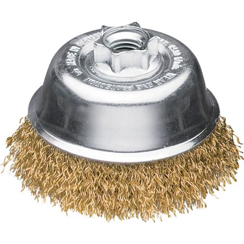 ■LESSMANN 工業用カップブラシ Φ75 真鍮メッキ 線径0.25〔品番:423764〕【4425308:0】[店頭受取不可]