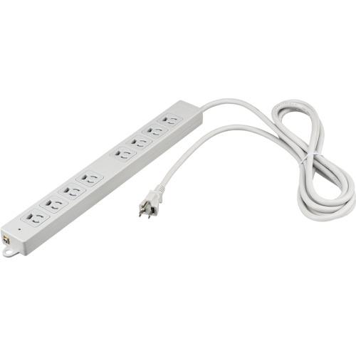 ■BUFFALO 3ピン式電源タップ 2重構造 雷サージ&ランプ付 8個口/3m ライトグレー〔品番:BTKPLMJT3830LG〕【4528160:0】[店頭受取不可]
