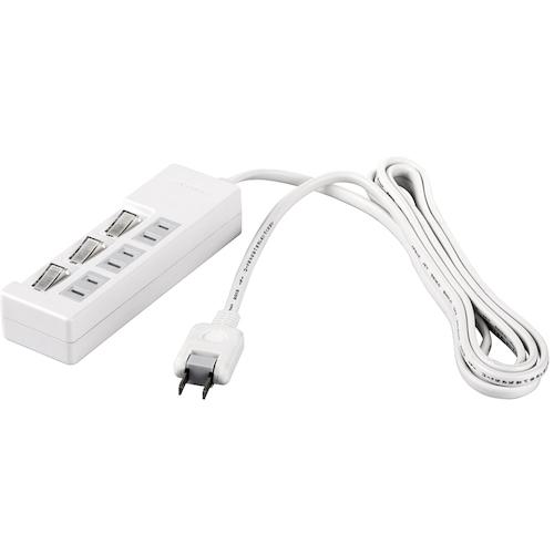 ■BUFFALO 2ピン式電源タップ 3個口タイプ 雷サージ防止/個別スイッチ付 2m ホワイト〔品番:BSTAPSW2320WH〕【4528177:0】[店頭受取不可]