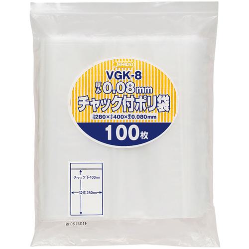 ■ジャパックス チャック付ポリ袋厚口《7冊入》〔品番:VGK8〕【4535977×7:0】[送料別途見積り][掲外取寄][店頭受取不可]