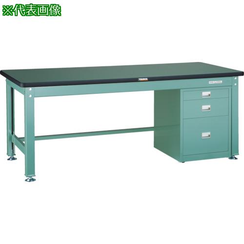 ■TRUSCO 中荷重作業台(2000kg)DW型 1800X900XH740 3段ワゴン付 グリーン色〔品番:RDW1809UDC111〕【4545991:0】[法人・事業所限定][直送元][店頭受取不可]