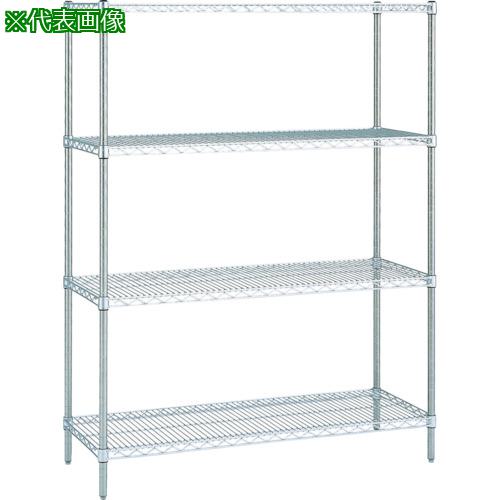 ■ERECTA スーパーシリーズ・ステンレスワイヤーシェルフ 間口1821mm×奥行460mm×高さ1384mm(PS) DB付 4段〔品番:SMS1820PS1390W4〕【4565312:0】[送料別途見積り][法人・事業所限定][直送][店頭受取不可]