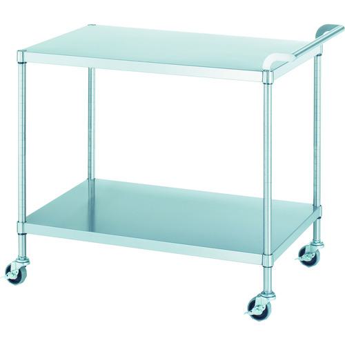 ■シンコー ステンレスワゴン(SUS430) 天地2段タイプ φ75ウレタン車 750×450×800〔品番:M027545U75〕【4597559:0】[直送DS][店頭受取不可]