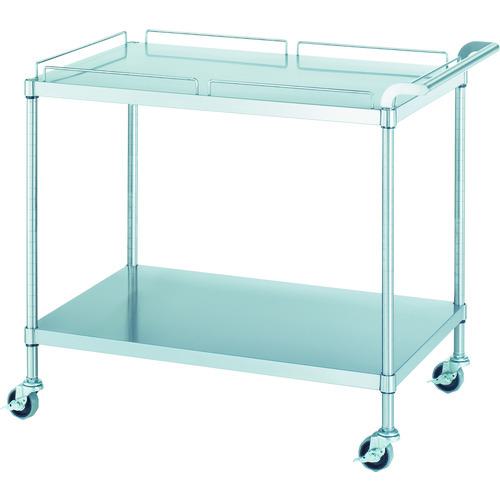 ■シンコー ステンレスワゴン 天地2段タイプ(SUS304・ガード付) ガード:天板のみ φ75ウレタン車 750×450×800〔品番:MN117545U75〕【4597851:0】[法人・事業所限定][直送元][店頭受取不可]