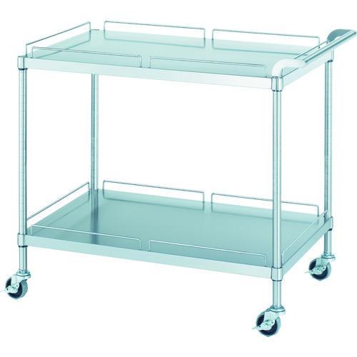 ■シンコー ステンレスワゴン(SUS304・ガード付)天地2段タイプ φ75ウレタン車 750×450×800〔品番:MN207545U75〕【4597907:0】[法人・事業所限定][直送元][店頭受取不可]