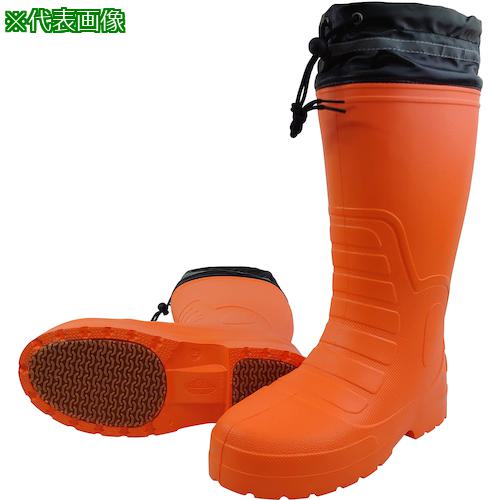 ■喜多 柔らかい防寒EVAラバーブーツ(裏ボア) カバー付 KR8010 オレンジ XL(3L)(27.5~28.0)〔品番:KR801..