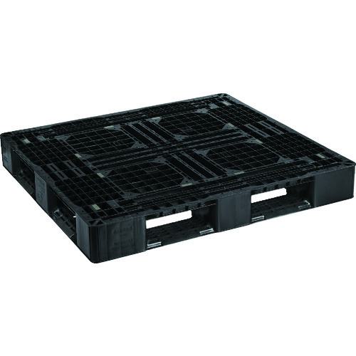 ■NPC プラスチックパレットLA-1211RR 片面四方差し 黒〔品番:LA1211RRBK〕【4634802:0】[法人・事業所限定][直送元][店頭受取不可]