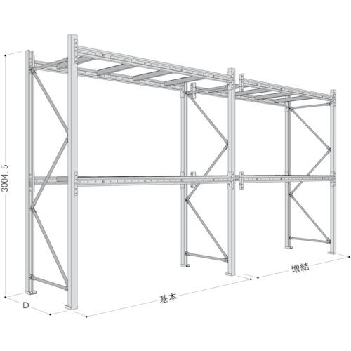 ■NF パレットラック 1ton用連結 奥行800×高さ3000×有効間口2500mm 最大積載量2000kg〔品番:P630X25A082B〕【4635850:0】[送料別途見積り][法人・事業所限定][直送][店頭受取不可]