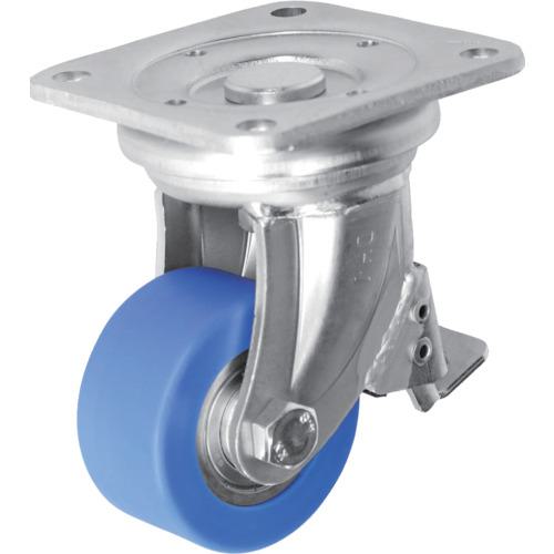 ■シシク 低床超重荷重用キャスター 自在ストッパー付 80径 モノマーキャスティングナイロン車輪 三価クロメート〔品番:DHJB80UMC〕【4660510:0】[店頭受取不可]