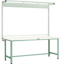 ■TRUSCO 軽荷重作業台(300kg)AE型 1800X900XH1948(全高) ツールハンガー付 グリーン色〔品番:AE1809THN〕【4667247...
