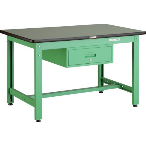 ■TRUSCO 中荷重作業台(800kg)GW型 900X600XH740 1段引出付 ヤンググリーン色〔品番:GWR0960F1YG〕【4668863:0】[法人・事業所限定][直送元][店頭受取不可]