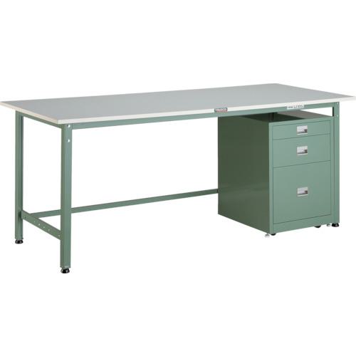 ■TRUSCO 軽荷重作業台(300kg)AE型 1800X750XH740 3段キャビネット付 グリーン色〔品番:RAE1800UDC111〕【4672097:0】[法人・事業所限定][直送元][店頭受取不可]