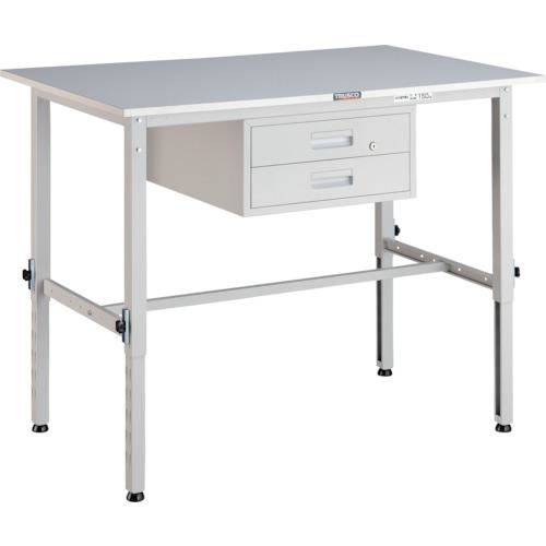 ■TRUSCO 軽荷重作業台高さ調節式(150kg)AEM型 1200X750XH650~950 2段引出付 ホワイト色〔品番:RAEM1200F2W〕【4672321:0】[法人・事業所限定][直送元][店頭受取不可]