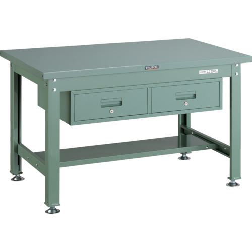 ■TRUSCO 中荷重作業台(2000kg)DW型 1200X750XH740 2列引出付 グリーン色〔品番:SDW1200FL2〕【4672895:0】[法人・事業所限定][直送元][店頭受取不可]