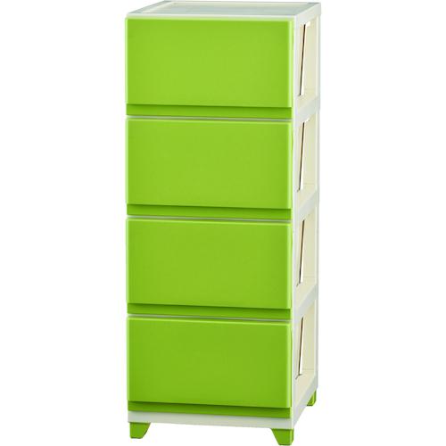 ■JEJアステージ デコニーチェスト4段 IVグリーン《3台入》〔品番:106221〕【4673309×3:0】[送料別途見積り][法人・事業所限定][外直送][店頭受取不可]