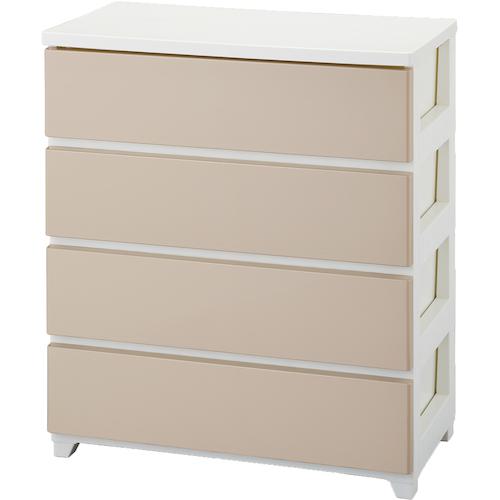 ■JEJアステージ カラースタイルチェストワイド4段 ホワイトベージュ〔品番:403061〕【4673323:0】[送料別途見積り][法人・事業所限定][外直送][店頭受取不可]