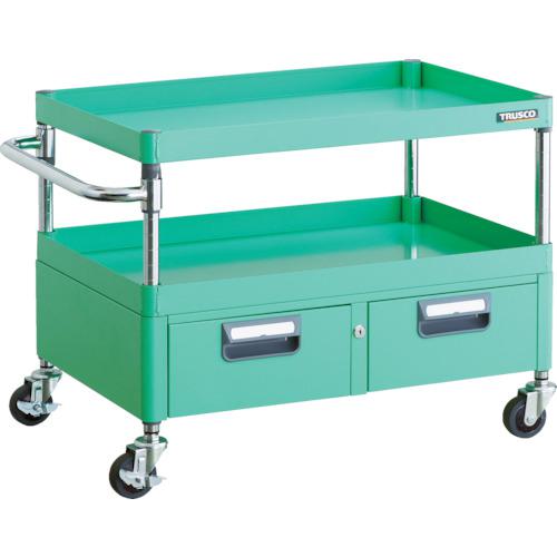 ■TRUSCO ツールワゴン フェニックスワゴン 省音 750X500XH600 2列引出付 ヤンググリーン〔品番:PEW672WYG〕【4882750:0】[直送DS][店頭受取不可]