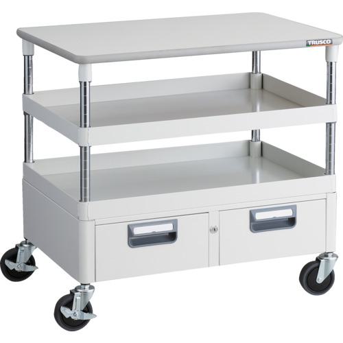 ■TRUSCO ツールワゴン フェニックスワゴン 省音 750X500XH740 引出 天板付 ホワイト〔品番:PEW772WTW〕【4883608:0】[直送DS][店頭受取不可]