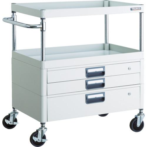 ■TRUSCO ツールワゴン フェニックスワゴン 省音 750X500XH880 引出付 ホワイト〔品番:PEW972VXW〕【4884663:0】[直送DS][店頭受取不可]