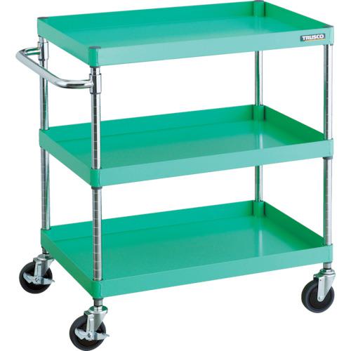 ■TRUSCO ツールワゴン フェニックスワゴン 省音 750X500XH880 3段 ヤンググリーン〔品番:PEW973YG〕【4885015:0】[店頭受取不可]