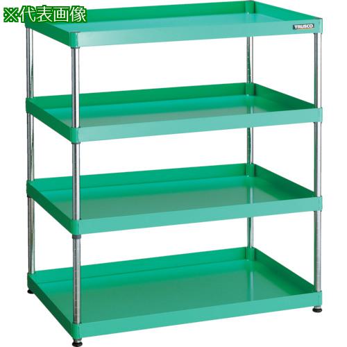 ■TRUSCO スチールラック フェニックスワゴンラック型 抗菌900X600 4段 ヤンググリーン〔品番:PEWR1293Y..